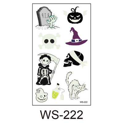 

New Style Cute Funny Halloween Cartoon Luminous Eco-friendly Tattoo Waterproof Safety Sticker