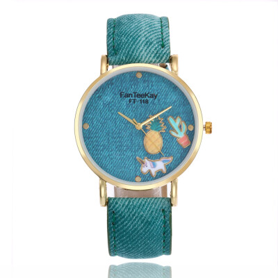 

European&American trend casual ladies belt watch imitation denim