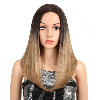 

Noble Ombre Color Straight Hair 18"Inch Lace Front Wig African American Wigs Synthetic Heat Resistant Hair