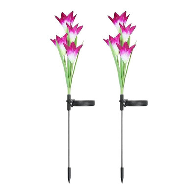 

2PCS Solar Energy Lily Lamp LED Simulation Flower Decorative Lamp Garden Ground Inserted Lawn Lamp