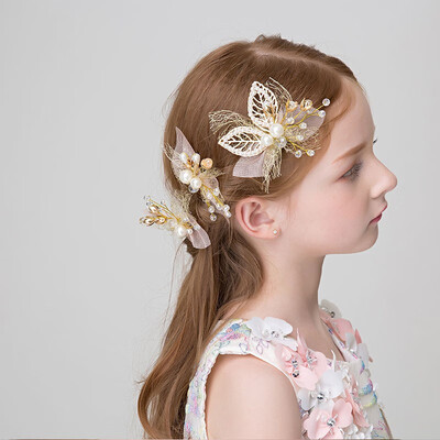 

Childrens tiara hair accessories girls princess headband Korean girl hairpin clip gold flower hairpin flower girl jewelry