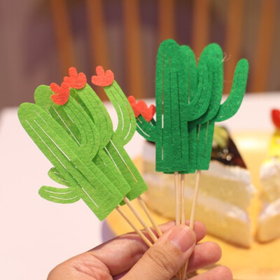 

Funnybunny Hawaii Cactus Cake Toothpick Toppers Party Decoration Supplies for Wedding