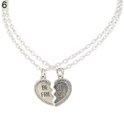 

2 Pcs Fashion Best Friends Love Heart Pendant Couple Chain Necklace Jewelry Gift