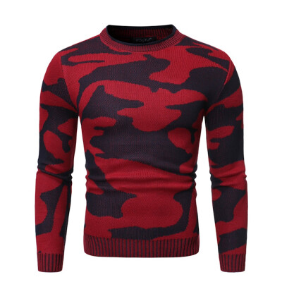 

Toponeto Mens Autumn Winter Casual Camouflage Long Sleeve Pullover Knitted Sweater Top
