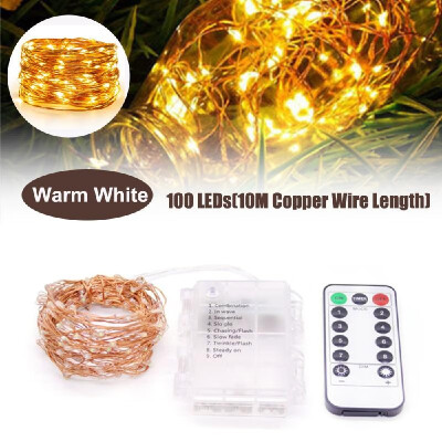 

10M328ft 100 LEDs Fairy Lights Copper Wire Lamp Christmas String Light 8 Lighting Modes with Remote Control for Wedding Party Pa