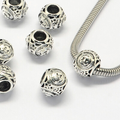 

Alloy European Beads Large Hole Rondelle Beads with ConstellationZodiac Sign Antique Silver Leo 105x9mm Hole 45mm