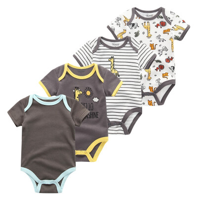 

4PCSLot Baby Clothing Sets Baby Girls Clothes Rpmpers Newborn 0-12M 100Cotton Print Short Sleeve Baby Boys Clothes Bodysuits