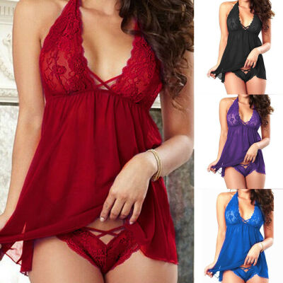 

Sexy Lingerie Lace Dress Babydoll Women Underwear Nightwear Sleepwear Plus Size