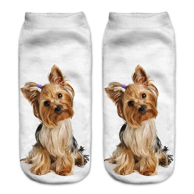 

1Pair Women Low Cut Ankle Socks Funny Dog 3D Printing Sock Cotton Hosiery Printed Socks
