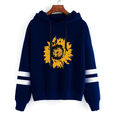 

Starmoon Womens Sunflower Print Long Sleeve Sweatshirt Hooded Pullover Tops Blouse