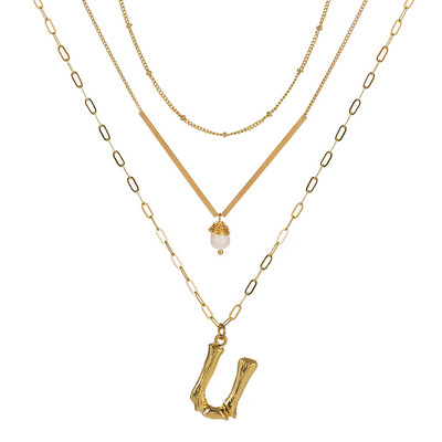 

Cute Natural Pearl Initial Necklace Personalized Letter Necklace Name Jewelry For Women Accessories Gold color Girlfriend Gift