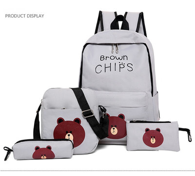 

4 piece set middle school student schoolbag big children travel backpack waterproof bag shoulder bags Boy girl handbag backpacks