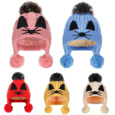 

Baby Hat Large Pom Pom Bobble Chin Tie Winter Warm Knitted Boys Girls 2-11 Years