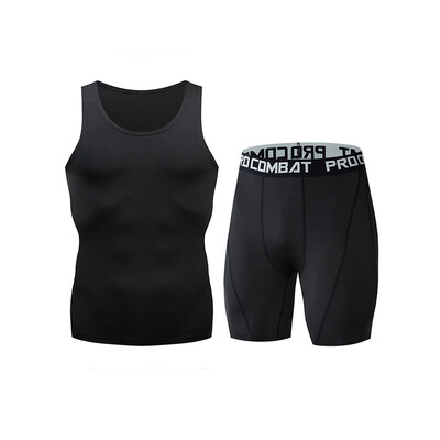 

Toponeto Mens Casual Fitness Fast Drying Elastic Vest Tops Short Pants Sports Tight Suit