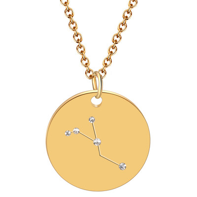 

Creative Tiny Rhinestones Collar Chain Necklace 12 Constellations Pendant Necklace