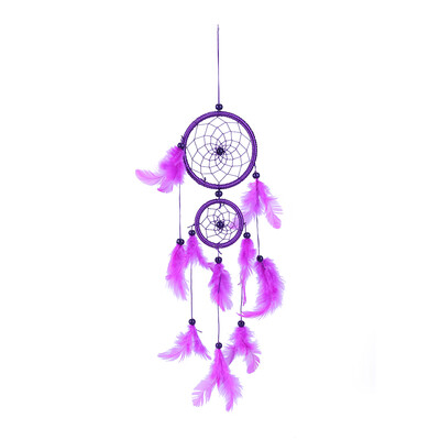 

Double Ring Purple Feather Dream Catcher Wall Hanging Home Car Decor Craft