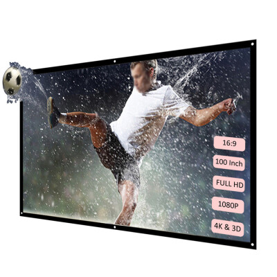 

H100 100 Portable Projector Screen HD 169 White Dacron 100 Inch Diagonal Video Projection Screen Foldable Wall Mounted for Home