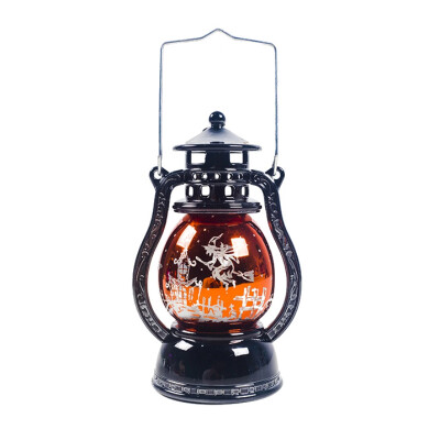 

Retro Halloween LED Hurricane Lantern Hanging Or Hand-held Decorative Lamp Battery Operated For Indoor Festive Home Decoration