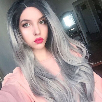 

〖Follure〗Sexy Grey Wavy Long Fashion Synthetic Wig Natural Curly Costume Wig With Wig Cap