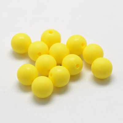 

Food Grade Environmental Silicone Beads Chewing Beads For Teethers DIY Nursing Necklaces Making Round Yellow 12mm Hole 2mm