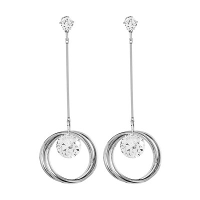 

Women Cubic Zirconia Circles Dangle Long Stud Earrings Statement Jewelry Gift