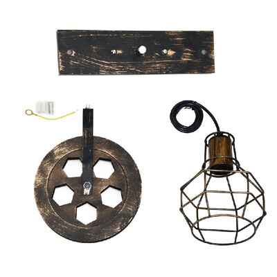 

European Antiqued Vintage Metal Iron Energy-saving Indoor Outdoor Decoration Pendant Lifting Pulley Loft Foyer Bed Room Study Dini
