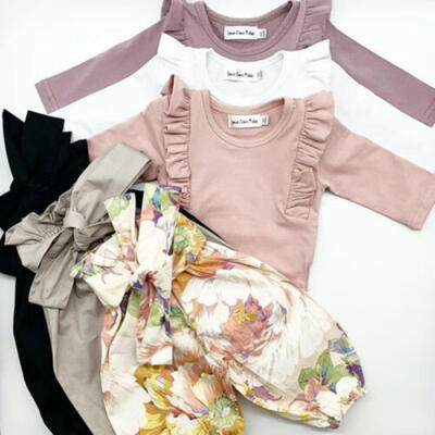 

2PCS Toddler Baby Girls Autumn Clothes Cotton Tops T-Shirt Floral Pants Outfits
