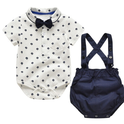 

Baby Boy Clothing Set Summer Infant Boys Rompers Tie ShirtsOveralls Pants 2PCS Outfit Sets Gentlemen Suit