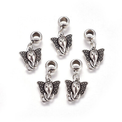

Alloy European Dangle Beads Large Hole Beads Elephant Antique Silver 28mm Pendant 16x14145x354mm Hole 45mm