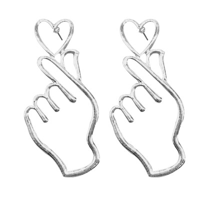 

Hot Korean Personality Heart Hand Stud Earrings For Women Attractive Hand Shaped Love gesture Earrings Bijoux