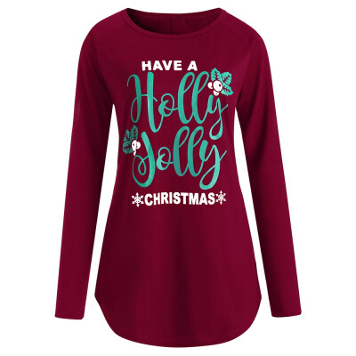 

Plus Size Christmas Letter Long Sleeve Tee