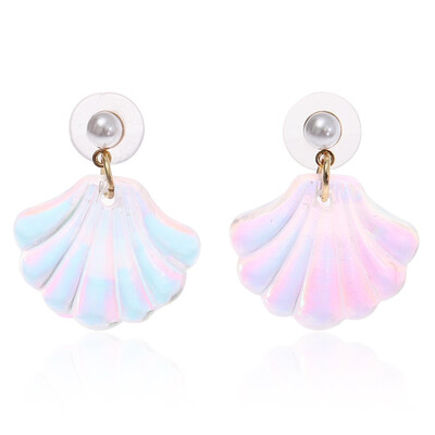 

New Mode Style Romantic Resin Colorful Pearl Shell Stud Earrings Simple Cute Brincos Unique Earrings Jewelry Women Fashion Gift