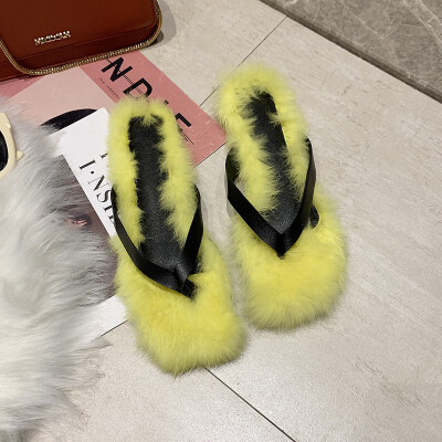 

Fashion 100 sets flat sole with the same type of wool flip-flop slippers wool slippers&womens autumn slippers for outwear