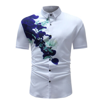 

Men\s Summer 3D Printed Short Sleeve Unique Flower Shirt