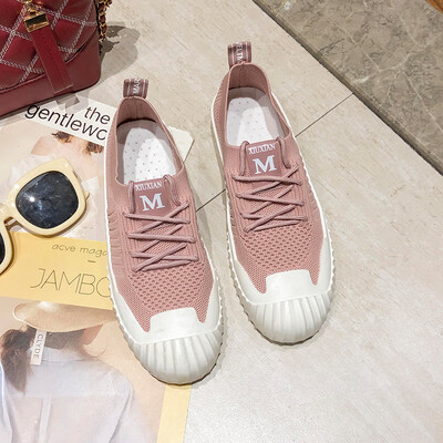 

Chic shoes women 2019 spring knitted breathable thick soled shoes Korean fashion Joker soft-soled leisure sports shoes