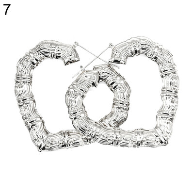 

Fashion Women Bamboo Joints Triangle Heart Earrings Party Statement Jewelry Gift