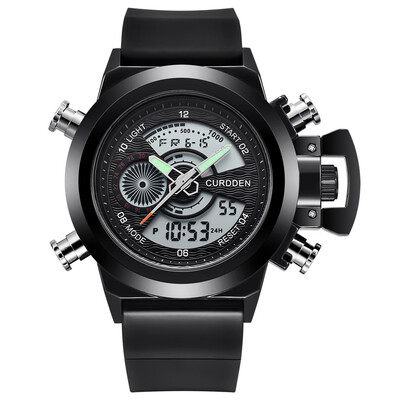 

Gobestart Mens Leather Sports Watches Quartz LED Digital Clock Waterproof Wrist Watch