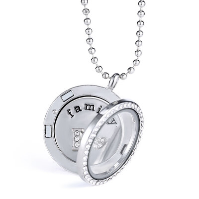 

Family Mom Dad Gift Round Heart Photo Frames Openable Locket Necklaces Heart Pendant Necklace Jewelry For Women Girlfriend Gift