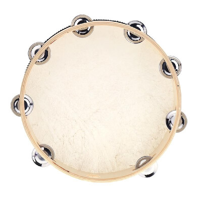 

10" Hand Held Tambourine Drum Bell Birch Metal Jingles Percussion Musical Educational Instrument for KTV Party Kids Games