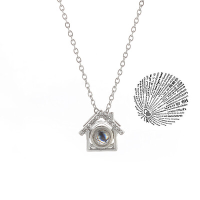 

With Card House 100 Language I love You Necklace For Women Wedding Letter Necklace Jewelry Drop Shipping