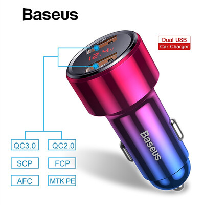 

Baseus Quick Charge 40 30 Car Charger For Xiaomi Mi 9 Redmi Note 7 Pro 45W PD Fast Phone Charger in car AFC SCP For Huawei P30