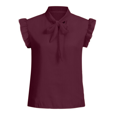 

Starmoon Womens Casual Cap Sleeve Bow Tie T-Shirt Solid Chiffon Blouse Tops