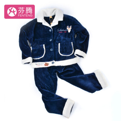 

Fenteng coral fleece girls pajamas fashion 2018 autumn&winter new parent-child personality can be worn outside cardigan jade rabbit long-sleeved home service F98941245 Baolan girls 130