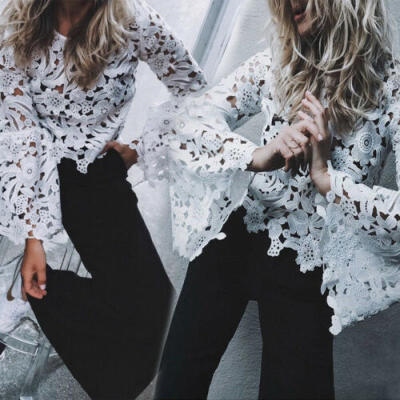 

Women Lace Blouse Tops T-Shirt Long Sleeve Casual Shirt Loose Pullovers Popular