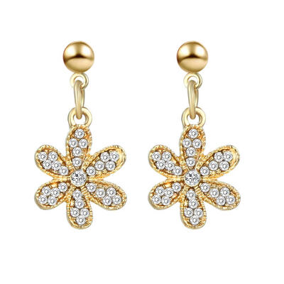 

Korean Popular New Gold Earrings Crystal Five-leaf Flower Dangle Drop Earrings For Women Statement Earings Fashion Jewelry 2019