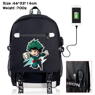 

yuangong Exquisite Life Essentials My Hero Academia Printed Backpacks Student School Bag Laptop Backpack with USB Charging