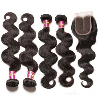 

UNice 8A Malaysian Virgin Hair Body Wave 4 Bundles with Lace Closure 44