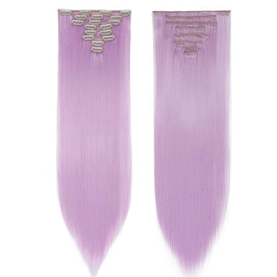 

Full Head Clip Synthetic in Hair Extensions 8 Piece 18 Clips Hairpiece Long Wave Curly Straight for Women