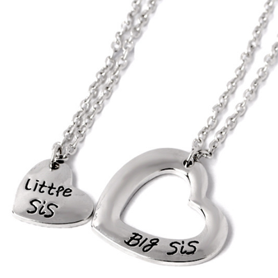 

2PCS Lux Big Sis Lil Sis Little Sister BFF Best Friends Forever Necklace Gift