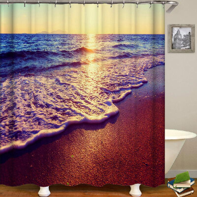 

Shower Curtain Seaside Scenery Printed Blackout Curtains Waterproof Mildew-proof Bathroom Curtain 71"x71